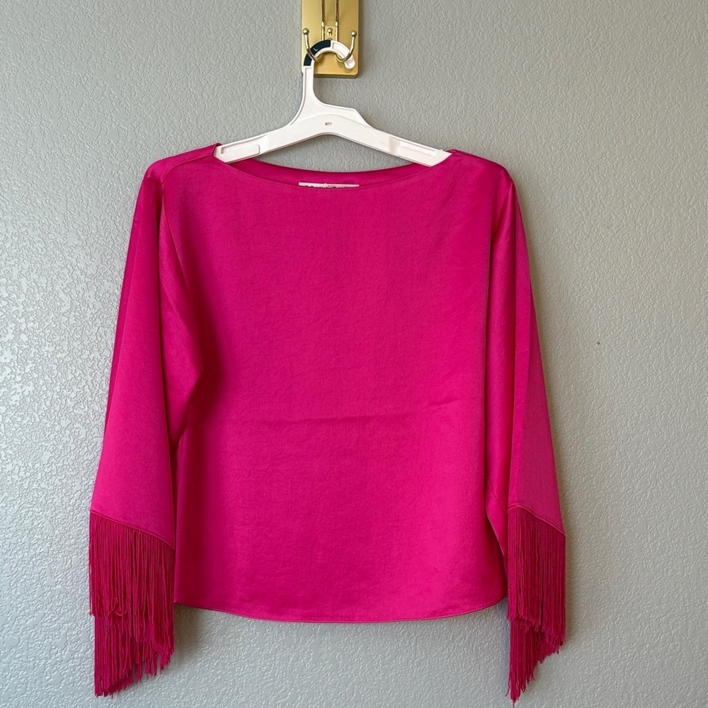 Trina Turk Vibrant Pink Fringe Blouse - Picture 2 of 7
